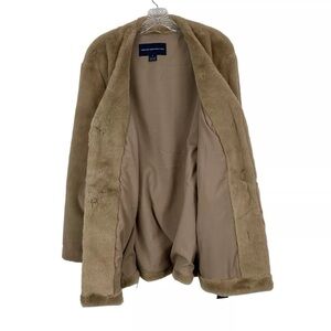 French Connection Jacket Buona Faux Fur Small Camel